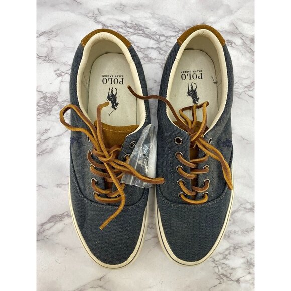 polo ralph lauren Men's Keaton Canvas Casual Sneakers SZ 9.5 - Picture 4 of 9